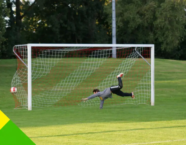 Dual colour, yellow and green five-a-side football net