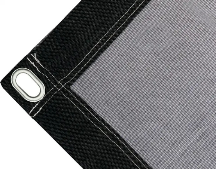 Tearproof polyethylene tarpaulin box cover, 200 gr/sq.m Black. Oval eyelets 40x20 mm