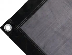 Tearproof polyethylene tarpaulin box cover, 170 gr/sq.m Black. Round eyelets 40 mm - cod.CMPH170N-40T