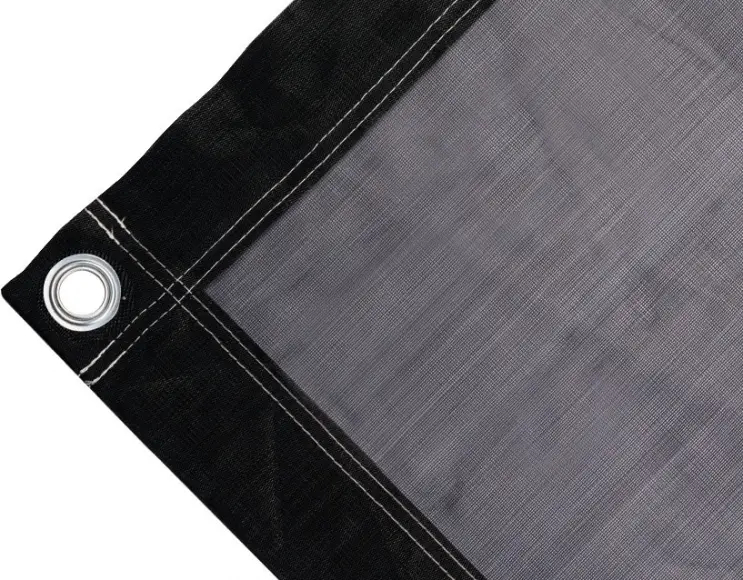 Tearproof polyethylene tarpaulin box cover, 170 gr/sq.m Black. Round eyelets 40 mm
