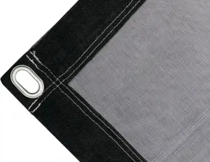 Tearproof polyethylene tarpaulin box cover, 170 gr/sq.m Black. Oval eyelets 40x20 mm - cod.CMPH170N-40O