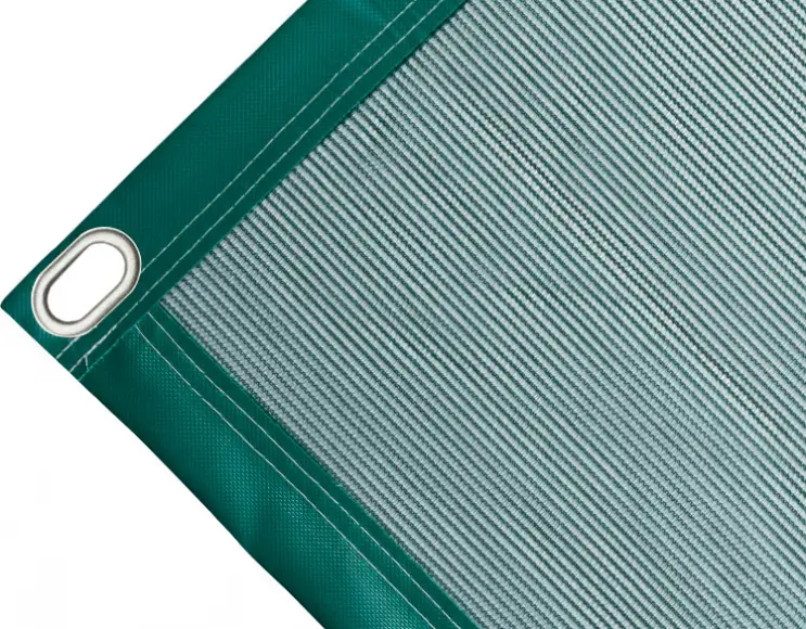 Polyethylene tarpaulin box cover, 170 gr/sq.m Green. Oval eyelets 40x20 mm