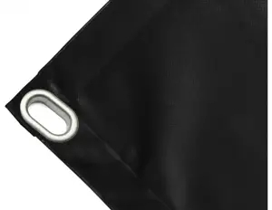 High-strength PVC tarpaulin box cover, 650g/sq.m Black. Eyelets 40x20 mm - cod.CMPVCN-40O