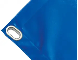 High-strength PVC tarpaulin box cover, 650g/sq.m  Waterproof. Blue. Eyelet 40x20 mm - cod.CMPVCBL-40O