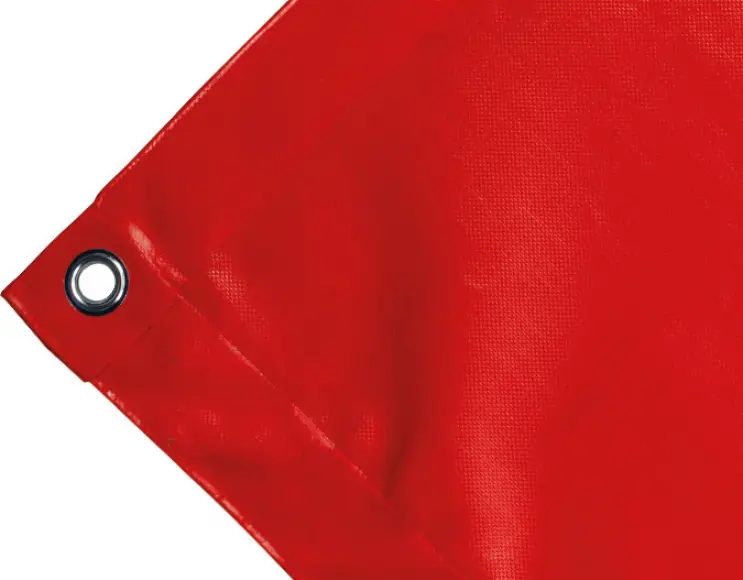 High-strength PVC tarpaulin box cover, 650g/sq.m. Waterproof. Red. Standard eyelet 17 mm
