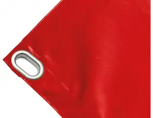 High-strength PVC tarpaulin box cover, 650g/sq.m Waterproof. Red. Eyelet 40x20 mm - cod.CMPVCR-40O