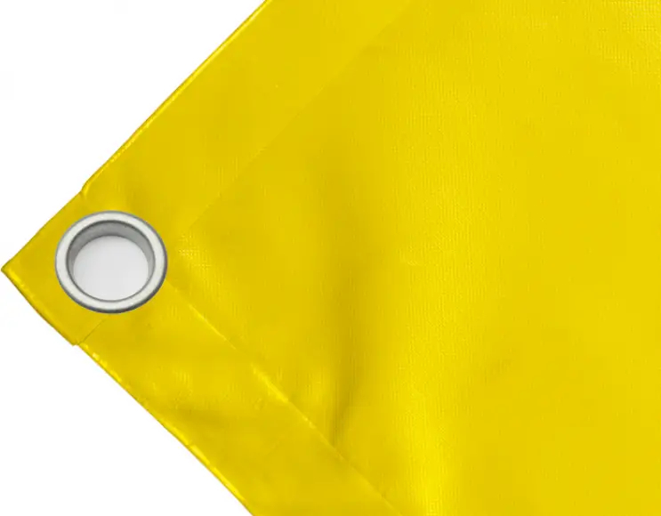 High-strength PVC tarpaulin box cover, 650g/sq.m. Waterproof. Yellow. Eyelets 40 mm