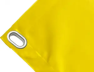 High-strength PVC tarpaulin box cover, 650g/sq.m Waterproof. Yellow. Oval eyelets 40x20 mm - cod.CMPVCG-40O