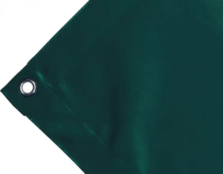 High-strength PVC tarpaulin box cover, 650g/sq.m. Waterproof. Green. Standard round eyelets 17 mm