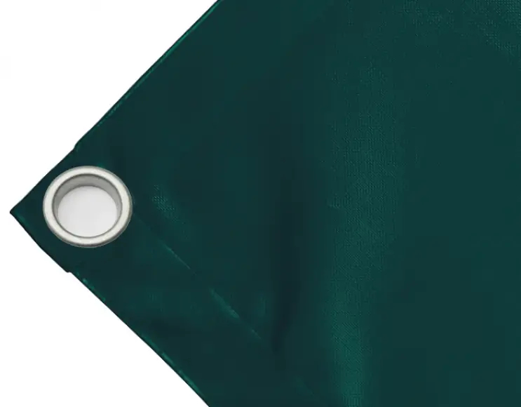 High-strength PVC tarpaulin box cover, 650g/sq.m. Waterproof. Green. Eyelets 40 mm