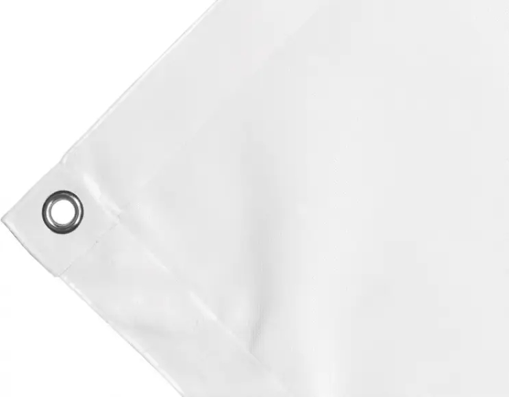 High-strength PVC tarpaulin box cover, 650g/sq.m. Waterproof. White. Standard round eyelets 17 mm