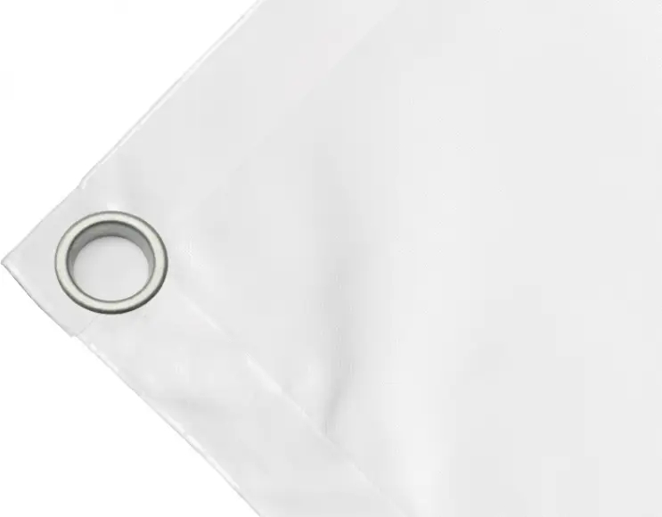 High-strength PVC tarpaulin box cover, 650g/sq.m. Waterproof. White. Eyelet 40 mm