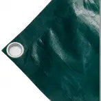 High-strength polyethylene tarpaulin box cover, 230g/sq.m Waterproof. Green. Round eyelets 40 mm - cod.CMPE230-40T
