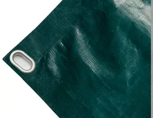 High-strength polyethylene tarpaulin box cover, 230g/sq.m Waterproof. Green. Oval eyelets 40x20 mm - cod.CMPE230-40O