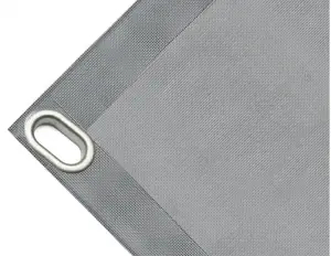 High-strength PVC tarpaulin box cover, 280g/sq.m Microperforated sheet, not waterproof.  Grey.  Oval eyelets 40x20 mm - cod.CMHSK-40O