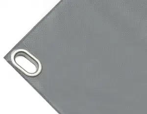 High-strength PVC tarpaulin box cover, 650g/sq.m Waterproof. Grey. Oval eyelets 40x20 mm - cod.CMPVCGR-40O