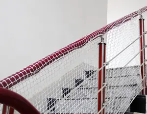 Nylon Rope Net Safe Net Strong Material Protective Net Balcony Stairs Fall Prevention Net Color Decorative Net Fence Color : White, Size : 6mm/6CM