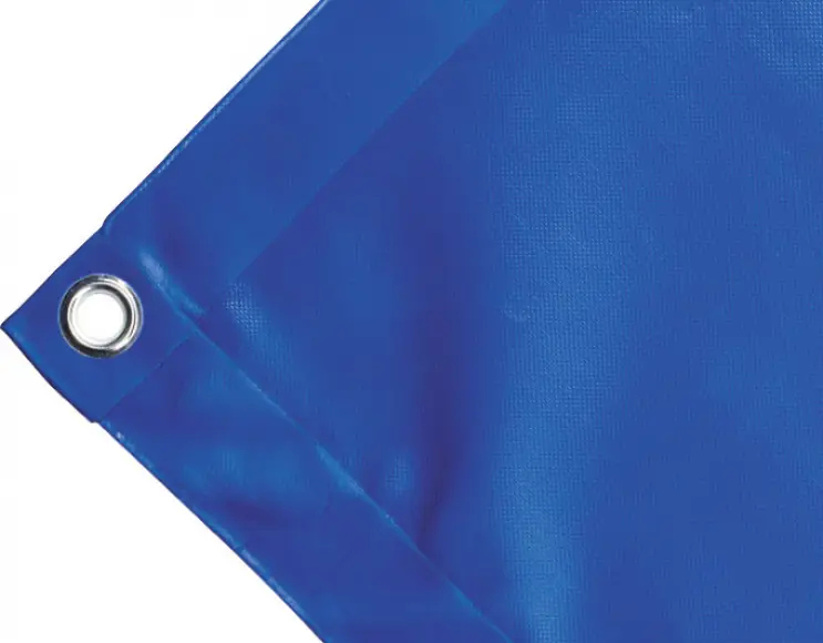 High-strength PVC tarpaulin box cover, 650g/sq.m. Waterproof. Blue. Round eyelets 23 mm