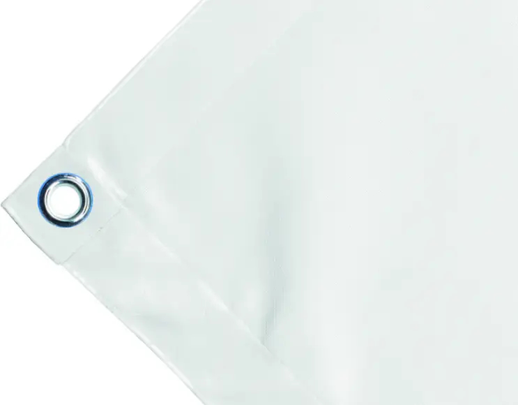 High-strength PVC tarpaulin box cover, 650g/sq.m. Waterproof. White. Round eyelets 23 mm