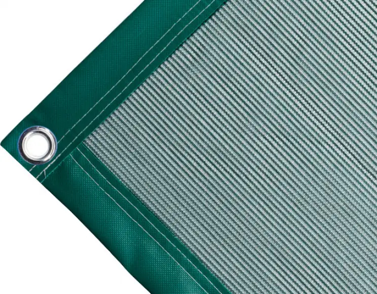 Tearproof polyethylene tarpaulin box cover, 170 gr/sq.m. Green. Round eyelets 23 mm