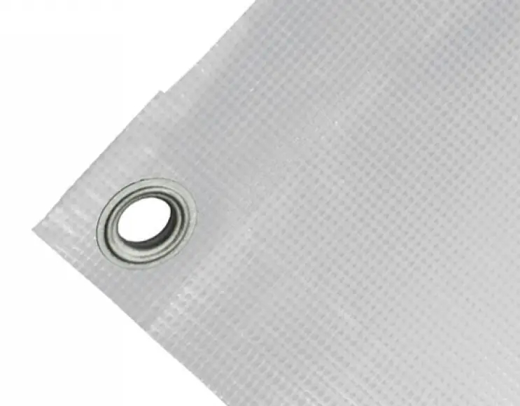 High-strength PVC tarpaulin box cover, 400g/sq.m. Waterproof. Grey. Standard 17 mm eyelets