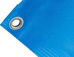 High-strength PVC tarpaulin box cover, 400g/sq.m Waterproof. Blue. Standard 17 mm eyelets - cod.CMPVSBL-17T