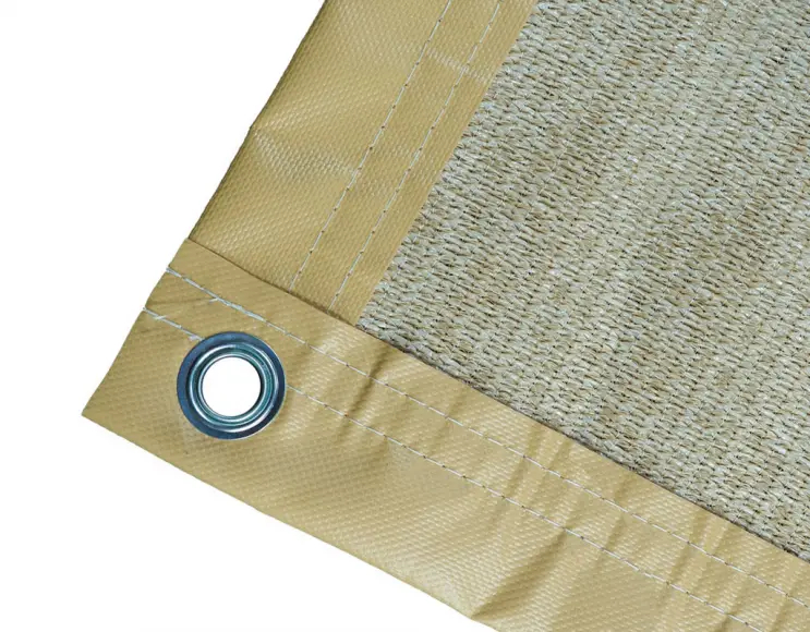 Total privacy fabric, 99% shading fence and totally darkening fence, pvc edging and eyelets. Beige