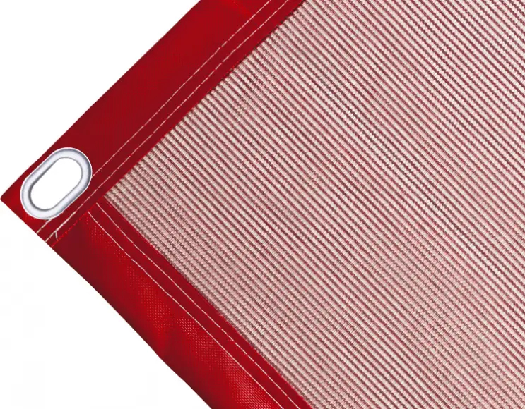 Polyethylene tarpaulin box cover, 170 gr/sq.m red. Oval eyelets 40x20 mm