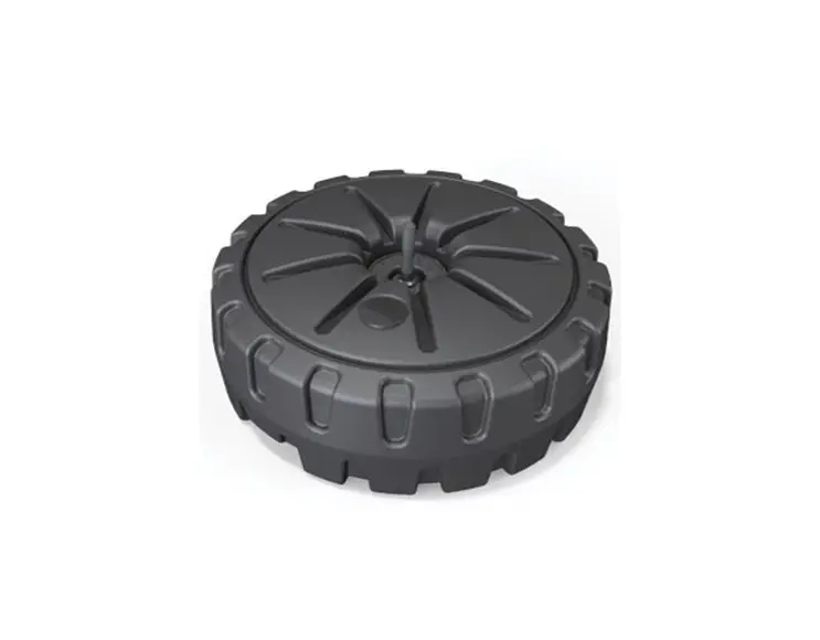 Wheel-shaped base in rigid plastic to be ballasted