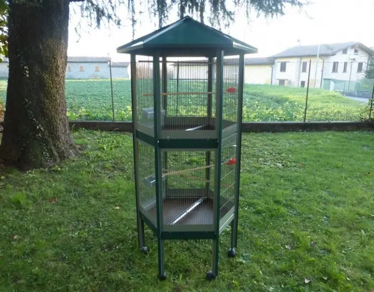 Hexagonal aviary size 35 cm side x 170 cm h. split horizontally