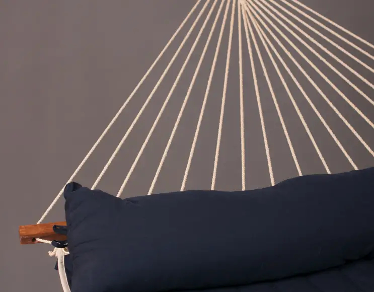 DEEP BLUE HAMMOCK WITH STICK, PADDED TOWEL AND CUSHION