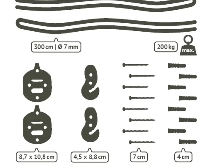 DOUBLE SCREW FIXING KIT FOR HAMMOCKS