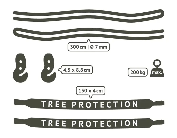 DOUBLE BAND FIXING KIT FOR HAMMOCKS FOR TREES AND BEAMS