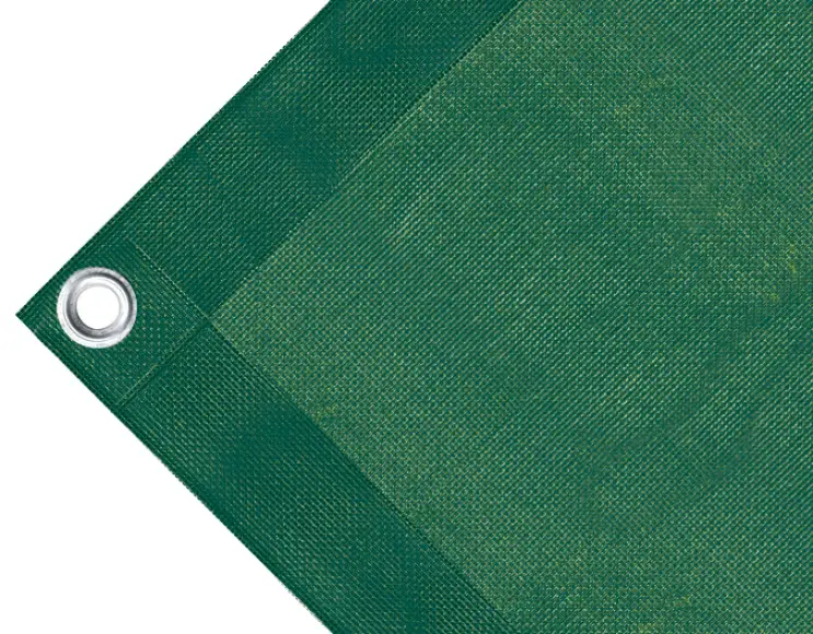 High tenacity PVC body cover, weight 280g / sqm. Micro-perforated sheet, not waterproof. green. Standard 17 mm round eyelets