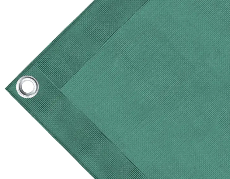 High-strength PVC tarpaulin box cover, 280g/sq.m. Microperforated sheet, not waterproof. green. Round  eyelets 23 mm