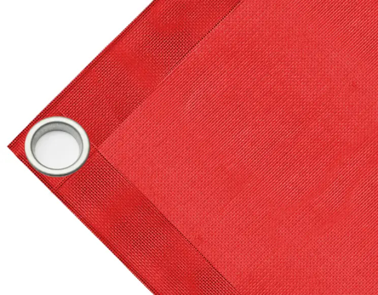 High-strength PVC tarpaulin box cover, 280g/sq.m. Microperforated sheet, not waterproof. red. Eyelets 40 mm