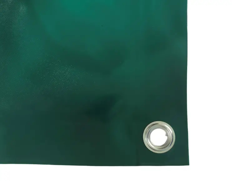 High-strength PVC tarpaulin box cover, 400g/sq.m. Waterproof. Green. Standard 17 mm eyelets