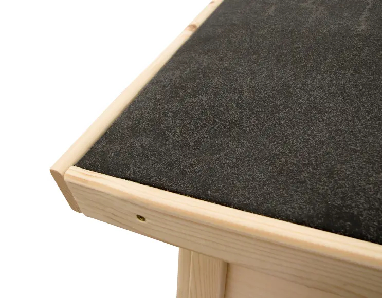GRACE wooden house with bench and blackboards