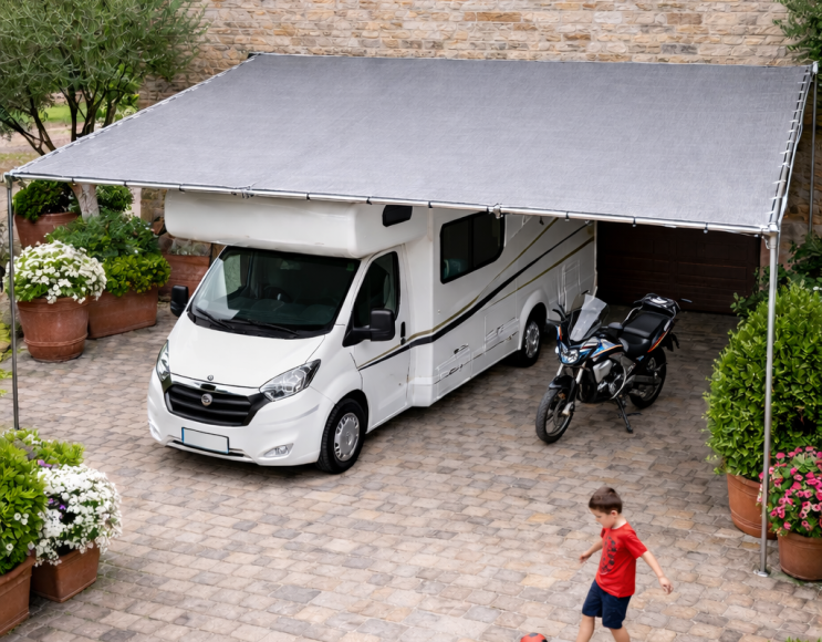 Tear-Resistant and Shading Hailproof Tarpaulin for Cars and Campers, Grey